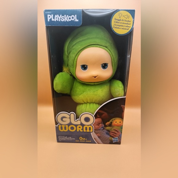 Hasbro Glo Worm Plush - Green and Cream - Picture 1 of 10